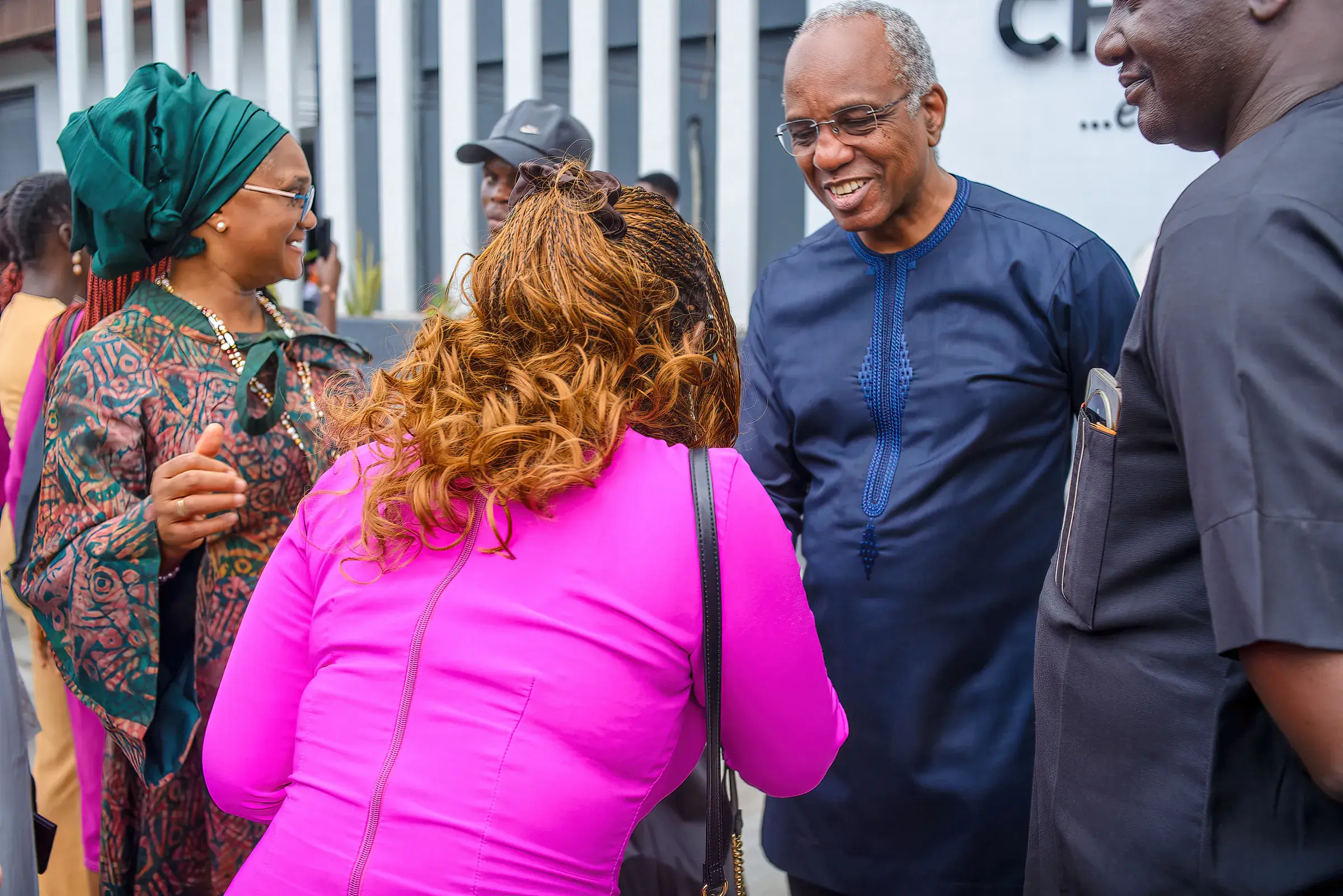 Funso Doherty with people at CCI Ikeja and the Arewa community meeting.