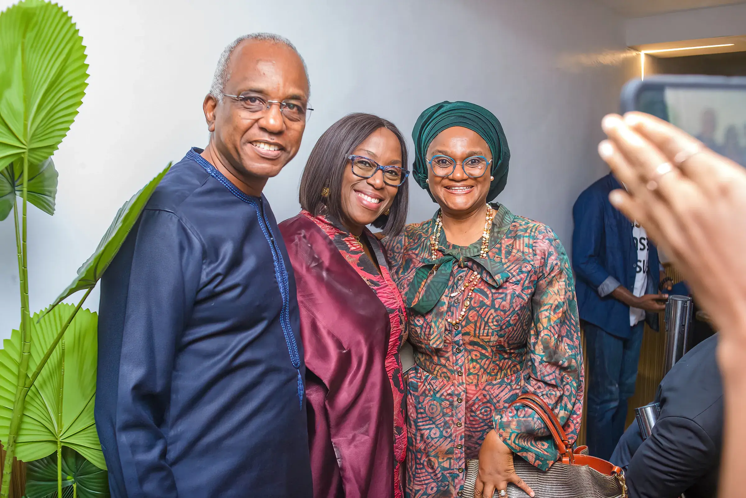 Funso Doherty and Dr Orode Doherty with a guest at CCI Ikeja and the Arewa community meeting.