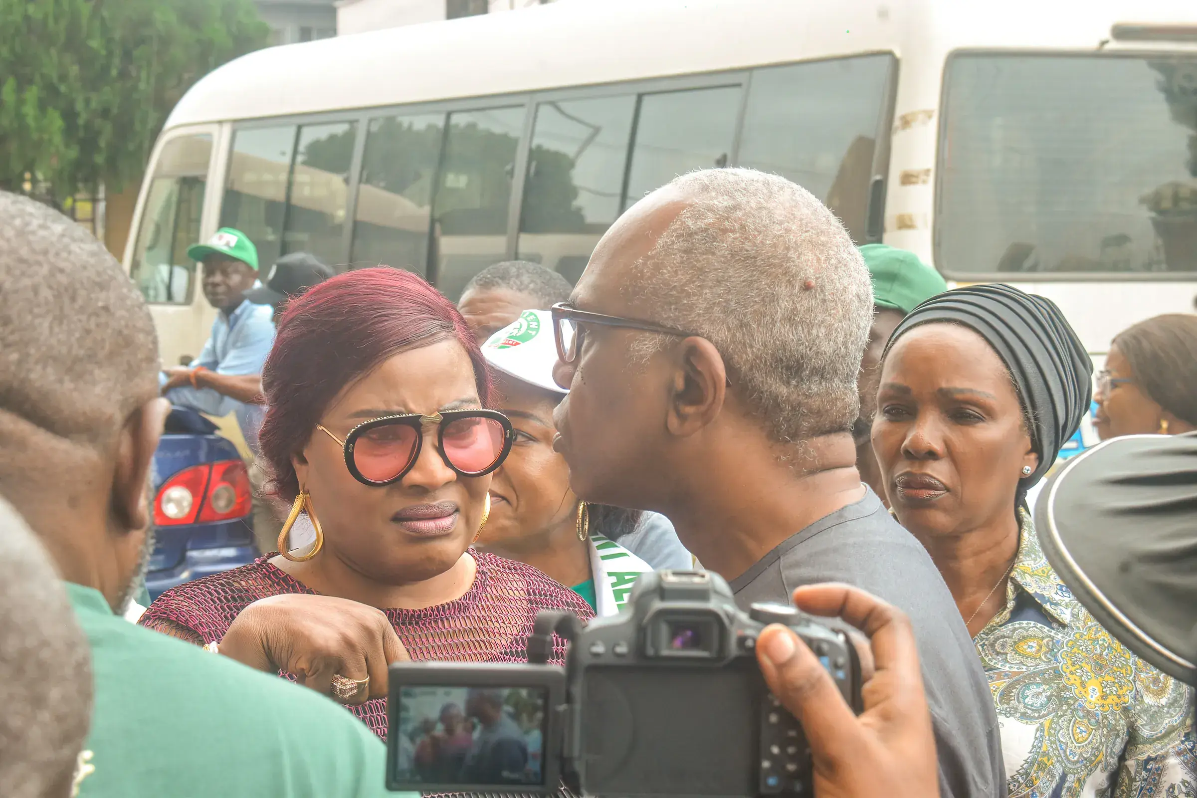 Funso Doherty with people at the follow-up clinic appreciation programme.