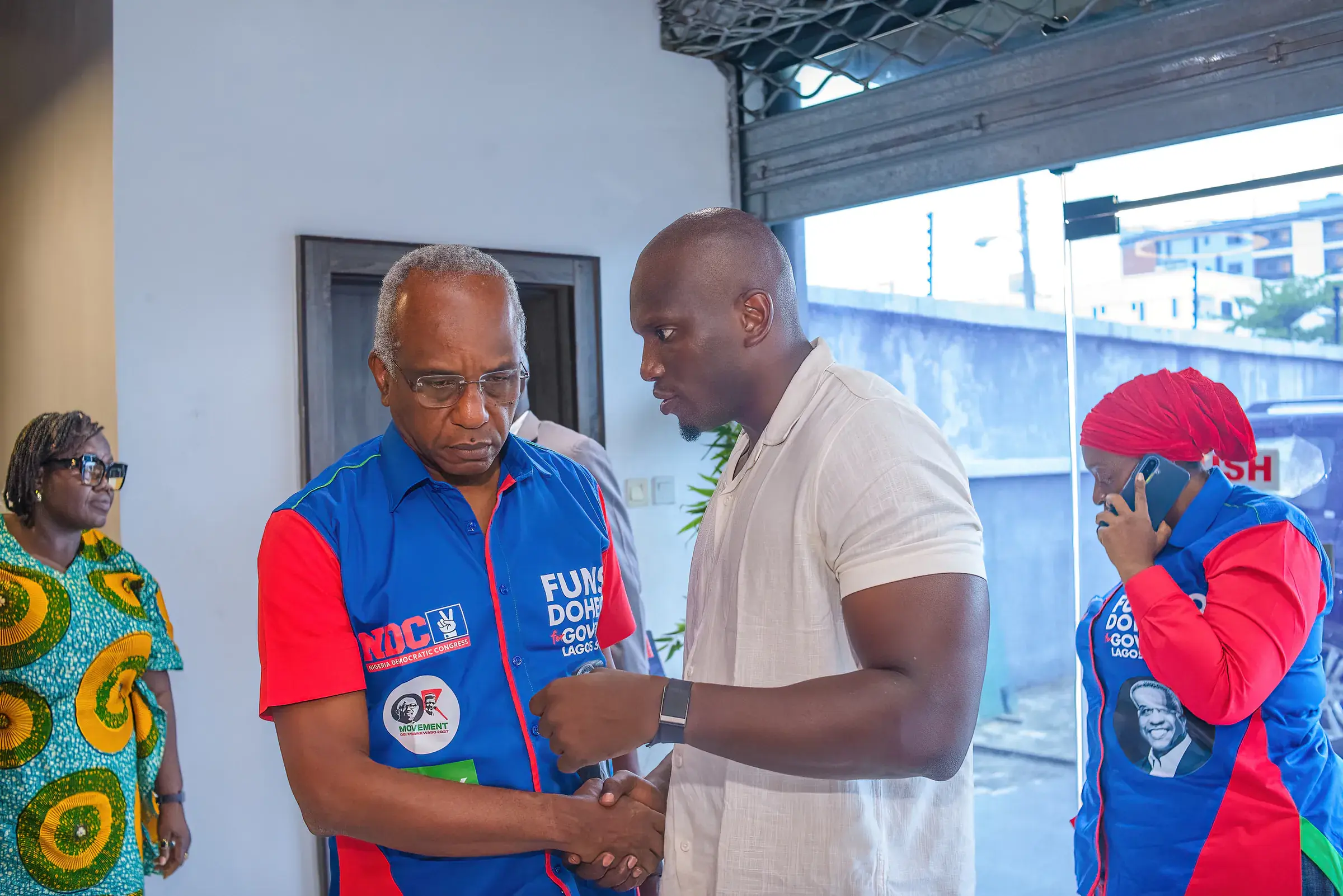 Funso Doherty with people at the Lagos Gubernatorial Series.